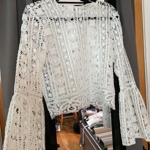 Lace bell sleeve crochet top